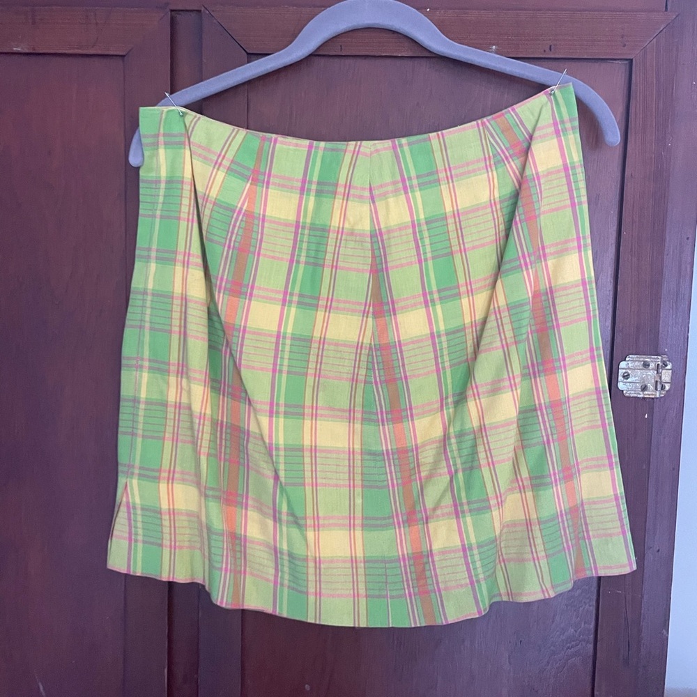 Boston Proper cotton pastel plaid short skirt size 8
